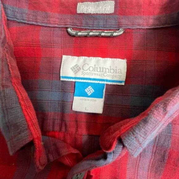 Columbia Red & Blue Plaid Long Sleeve Button Down Shirt - Picture 4 of 7